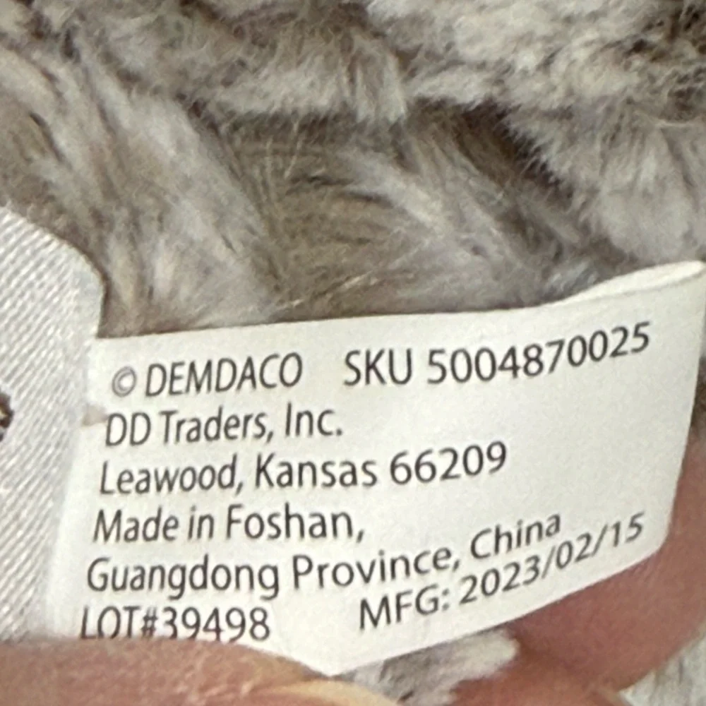 Demdaco Giving Collection Gray and Cream Plush Bear - NWT